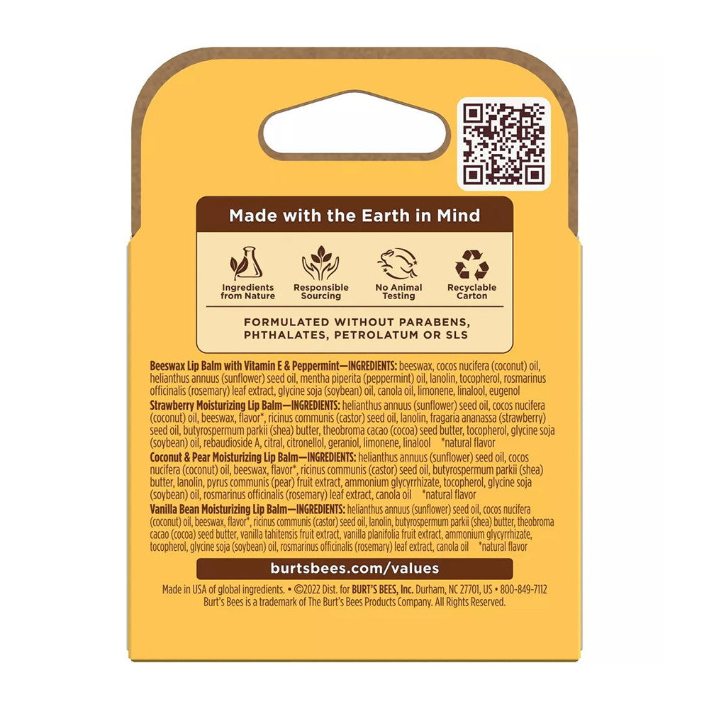 Burts Bees Moisturizing Lip Balm, Assorted, 1 Ea